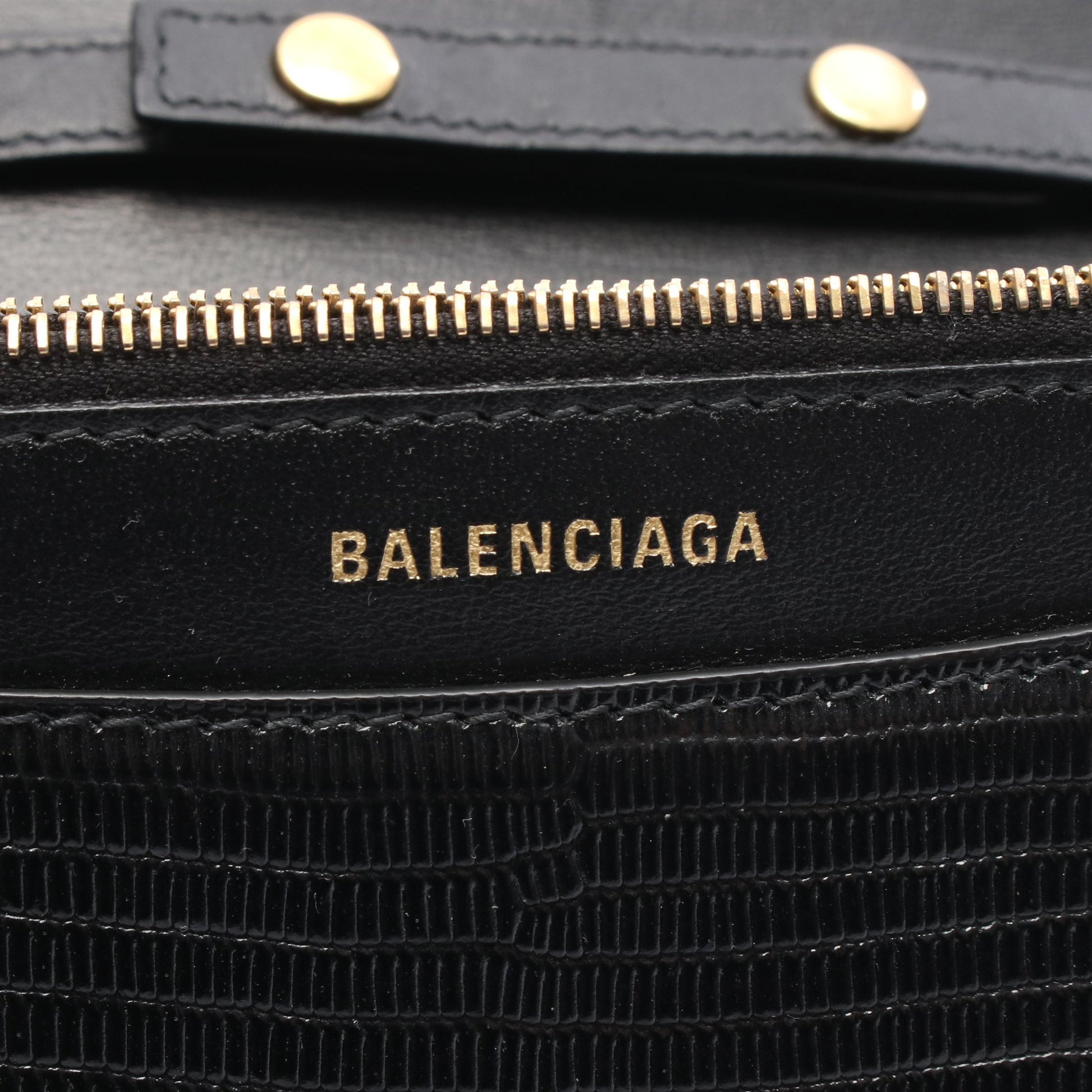 B. ビードット チェーンウォレット レザー ブラック リザード型押し バレンシアガ バッグ BALENCIAGA