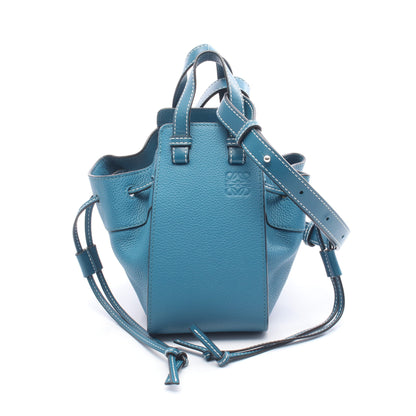 ハンモック ドローストリングバッグ ミニ ハンドバッグ レザー ブルー 2WAY ロエベ バッグ LOEWE