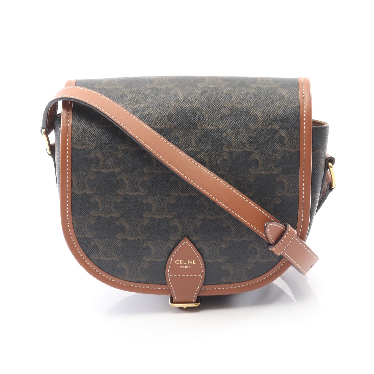 フォルコ ミディアムバッグ トリオンフ ショルダーバッグ PVC レザー ブラック ブラウン セリーヌ バッグ CELINE