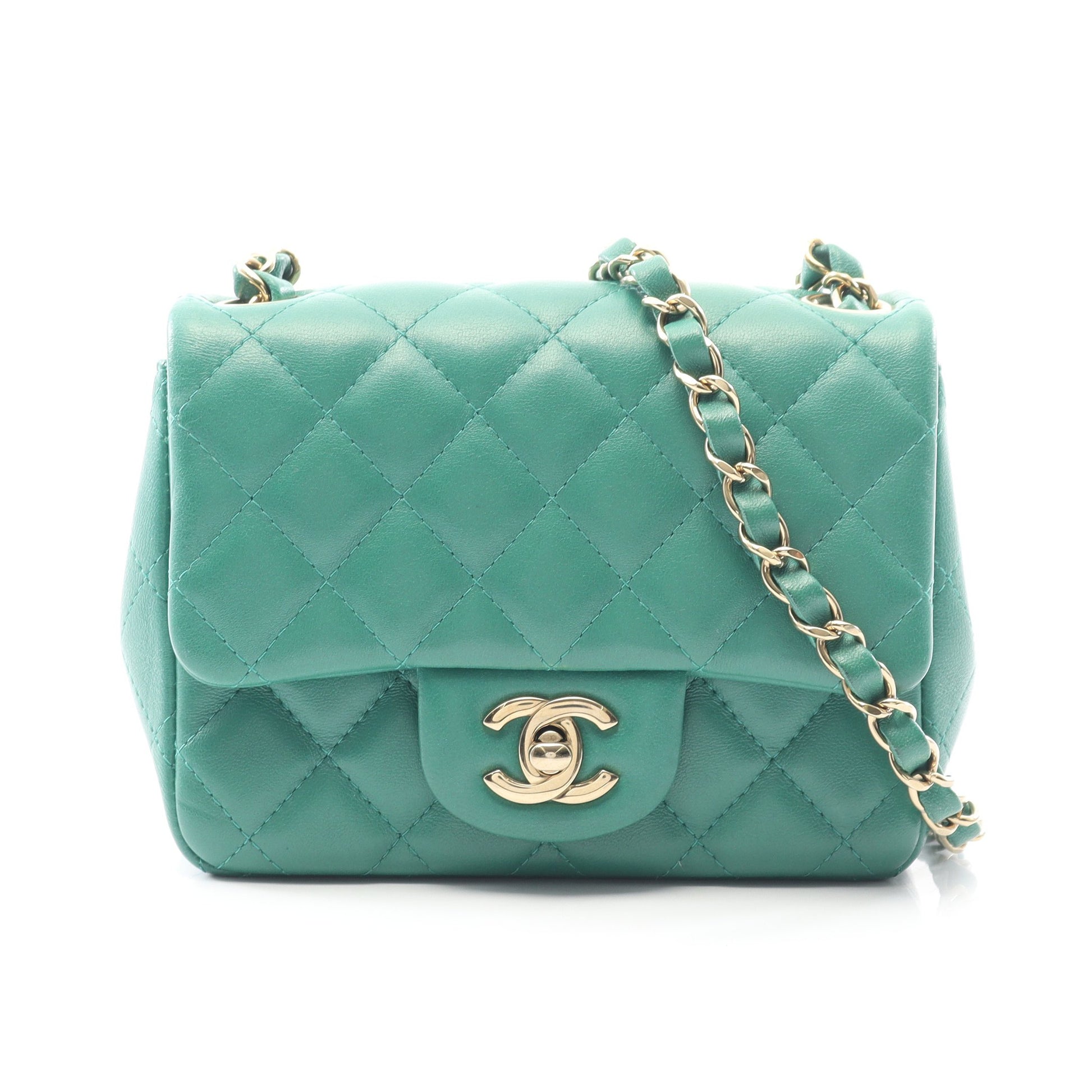 ミニマトラッセ チェーンショルダーバッグ ラムスキン グリーン ゴールド金具 シャネル バッグ CHANEL