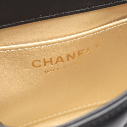 マトラッセ チェーンショルダーバッグ ラムスキン ブラック ゴールド金具 シャネル バッグ CHANEL
