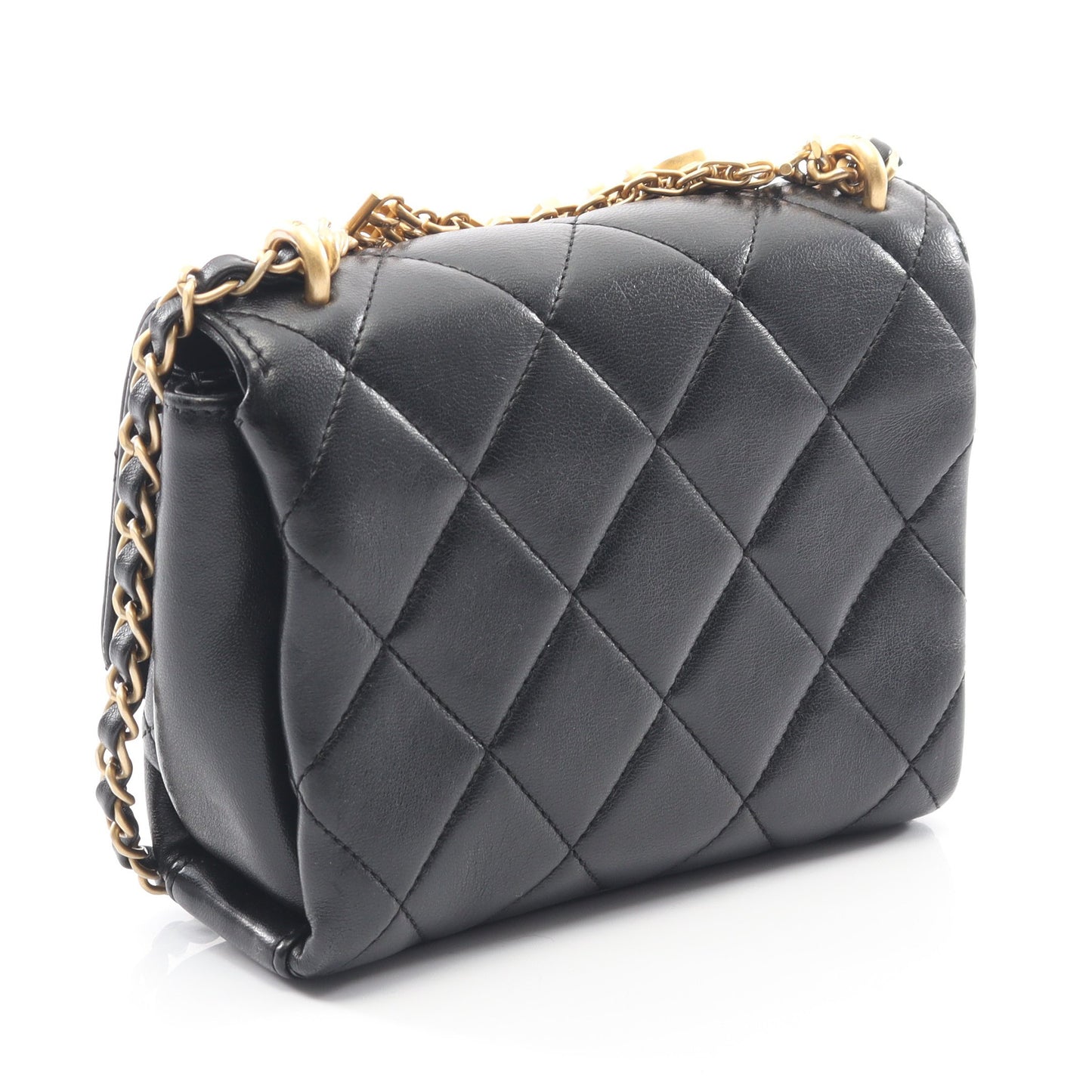 マトラッセ チェーンショルダーバッグ ラムスキン ブラック ゴールド金具 シャネル バッグ CHANEL