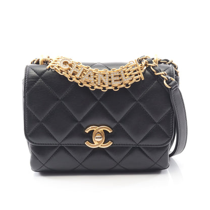 マトラッセ チェーンショルダーバッグ ラムスキン ブラック ゴールド金具 シャネル バッグ CHANEL