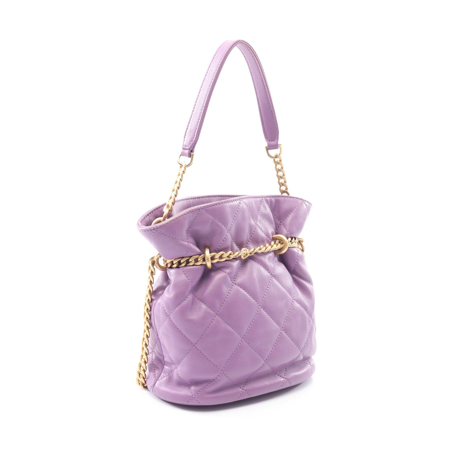 マトラッセ チェーンショルダーバッグ ラムスキン パープル ゴールド金具 2WAY シャネル バッグ CHANEL