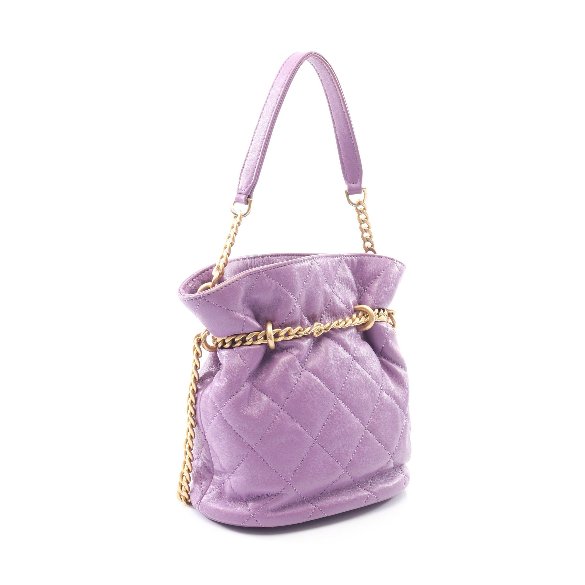 マトラッセ チェーンショルダーバッグ ラムスキン パープル ゴールド金具 2WAY シャネル バッグ CHANEL