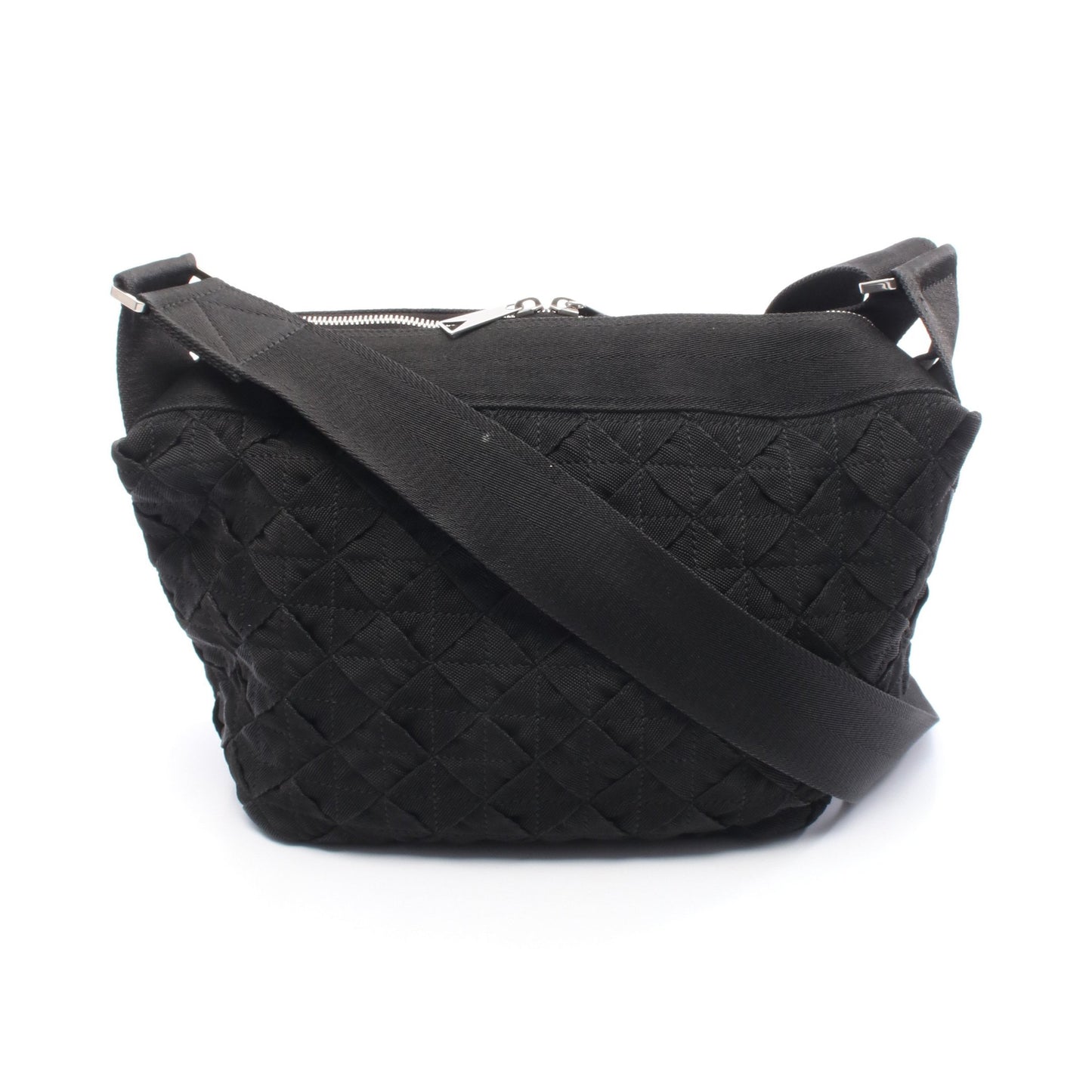 イントレチャート ウェビング ショルダーバッグ ナイロンキャンバス ブラック ボッテガヴェネタ バッグ BOTTEGA VENETA