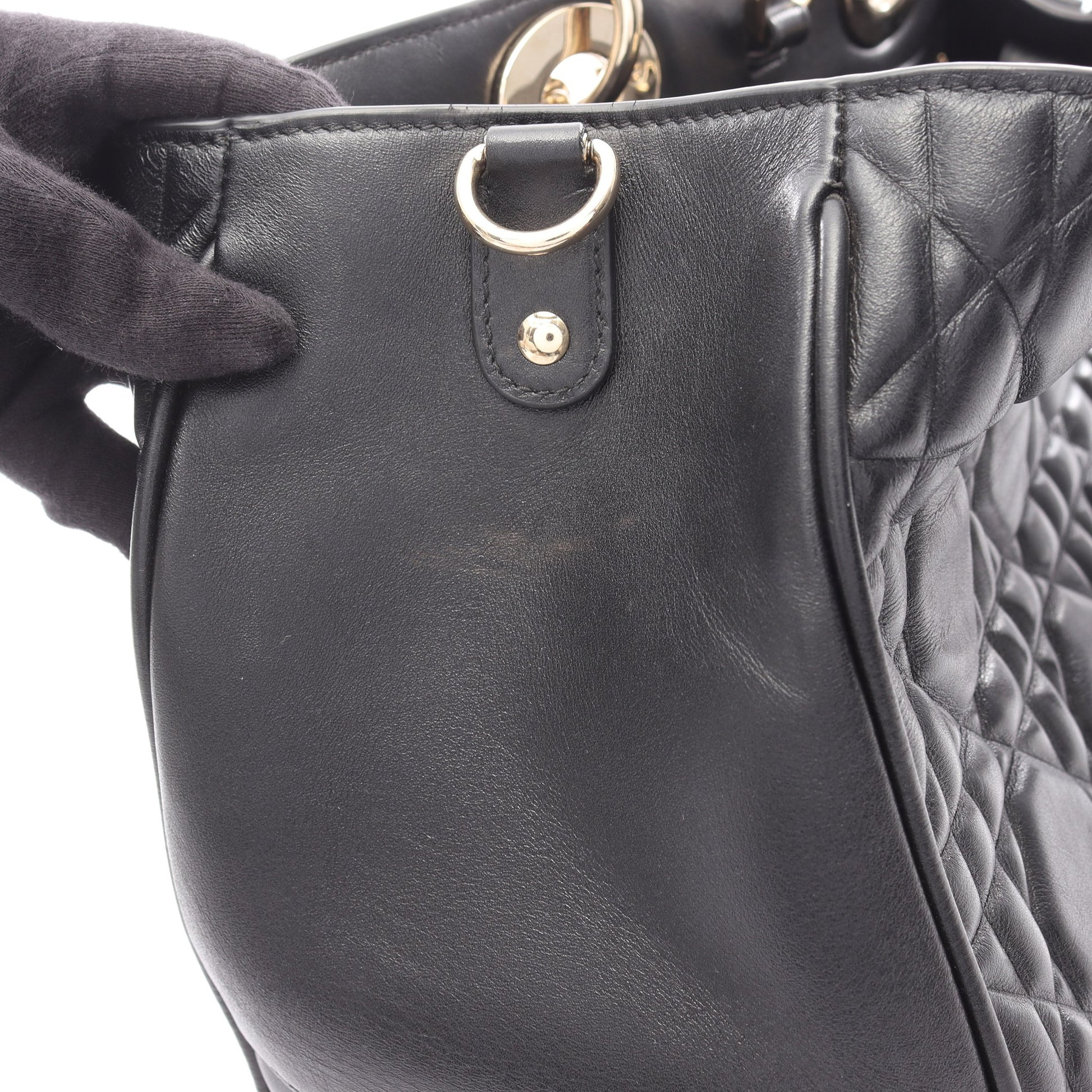 レディ 95.22 カナージュ ラージ ハンドバッグ レザー ブラック 2WAY クリスチャンディオール バッグ Christian Dior