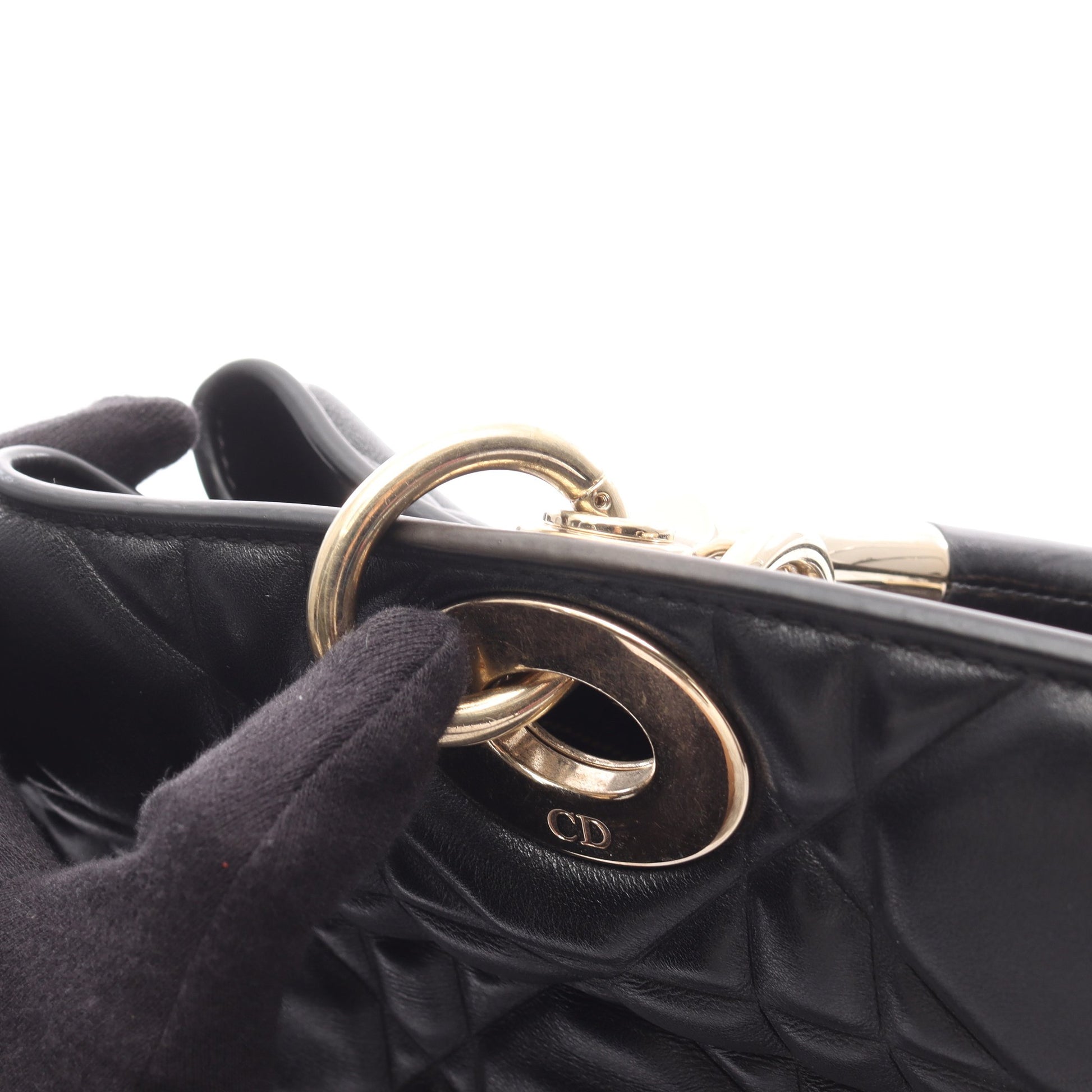 レディ 95.22 カナージュ ラージ ハンドバッグ レザー ブラック 2WAY クリスチャンディオール バッグ Christian Dior