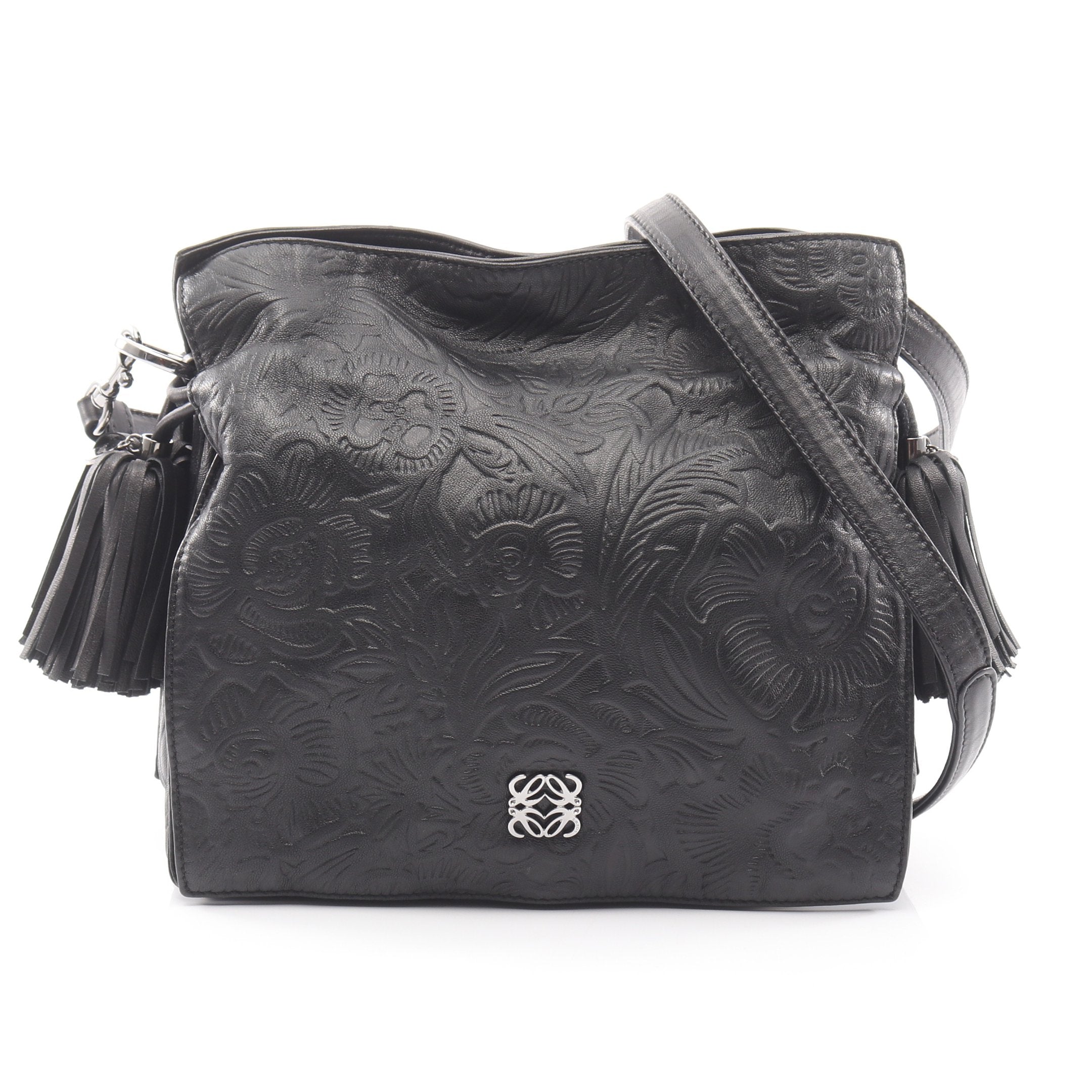 196)ロエベ フラメンコ ショルダーバッグ タッセル ロエベ フラメンコ タッセル ショルダーバッグ 黒 レザー 買取実績