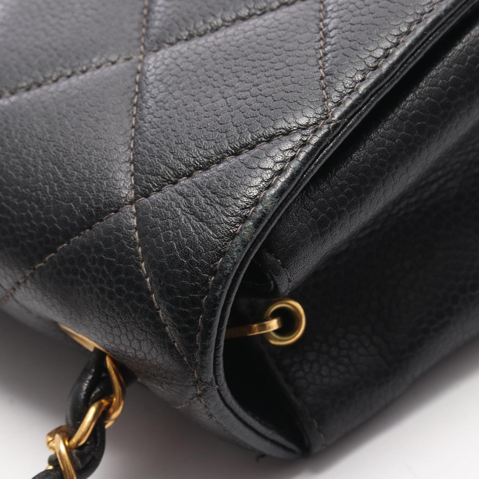 マトラッセ チェーンショルダーバッグ キャビアスキン ブラック ゴールド金具 シャネル バッグ CHANEL