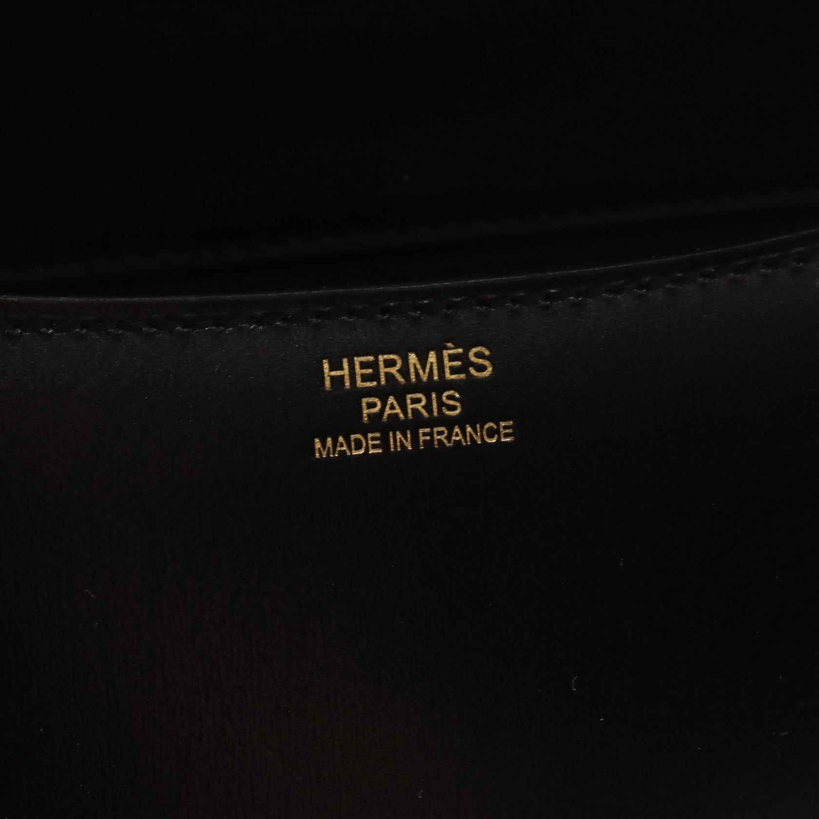 コンスタンス24 ミロワール ショルダーバッグ ボックスカーフ ブラック ゴールド金具 W刻印 エルメス バッグ HERMES
