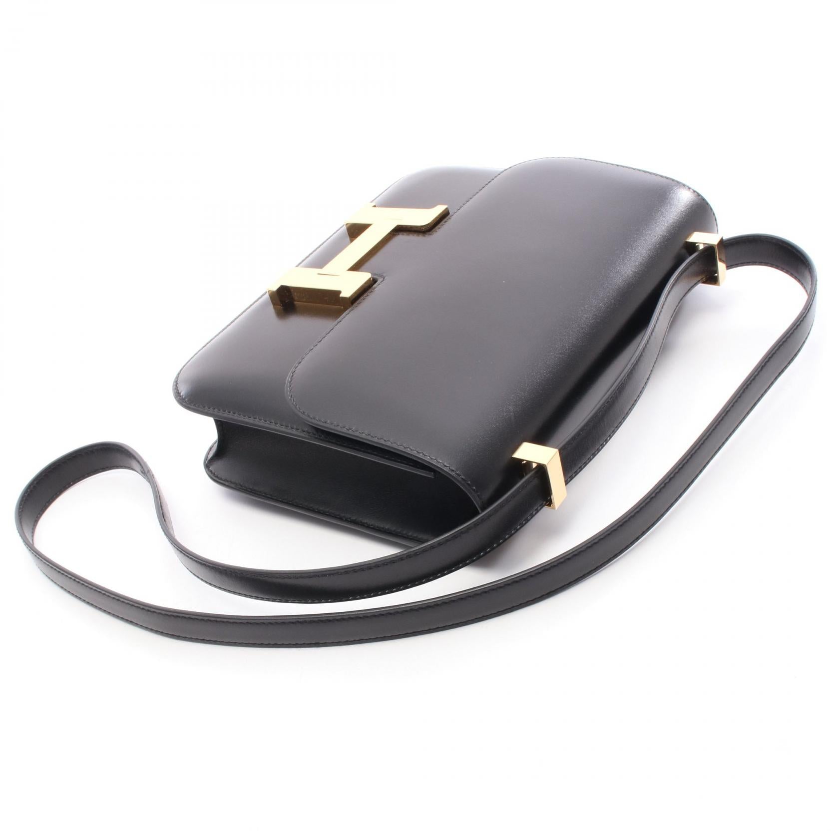 コンスタンス24 ミロワール ショルダーバッグ ボックスカーフ ブラック ゴールド金具 W刻印 エルメス バッグ HERMES