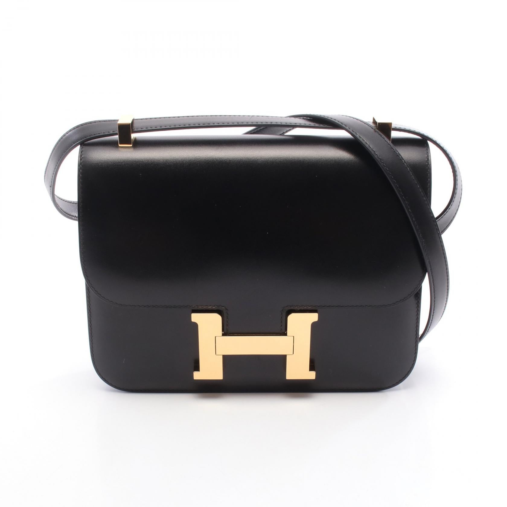 コンスタンス24 ミロワール ショルダーバッグ ボックスカーフ ブラック ゴールド金具 W刻印 エルメス バッグ HERMES