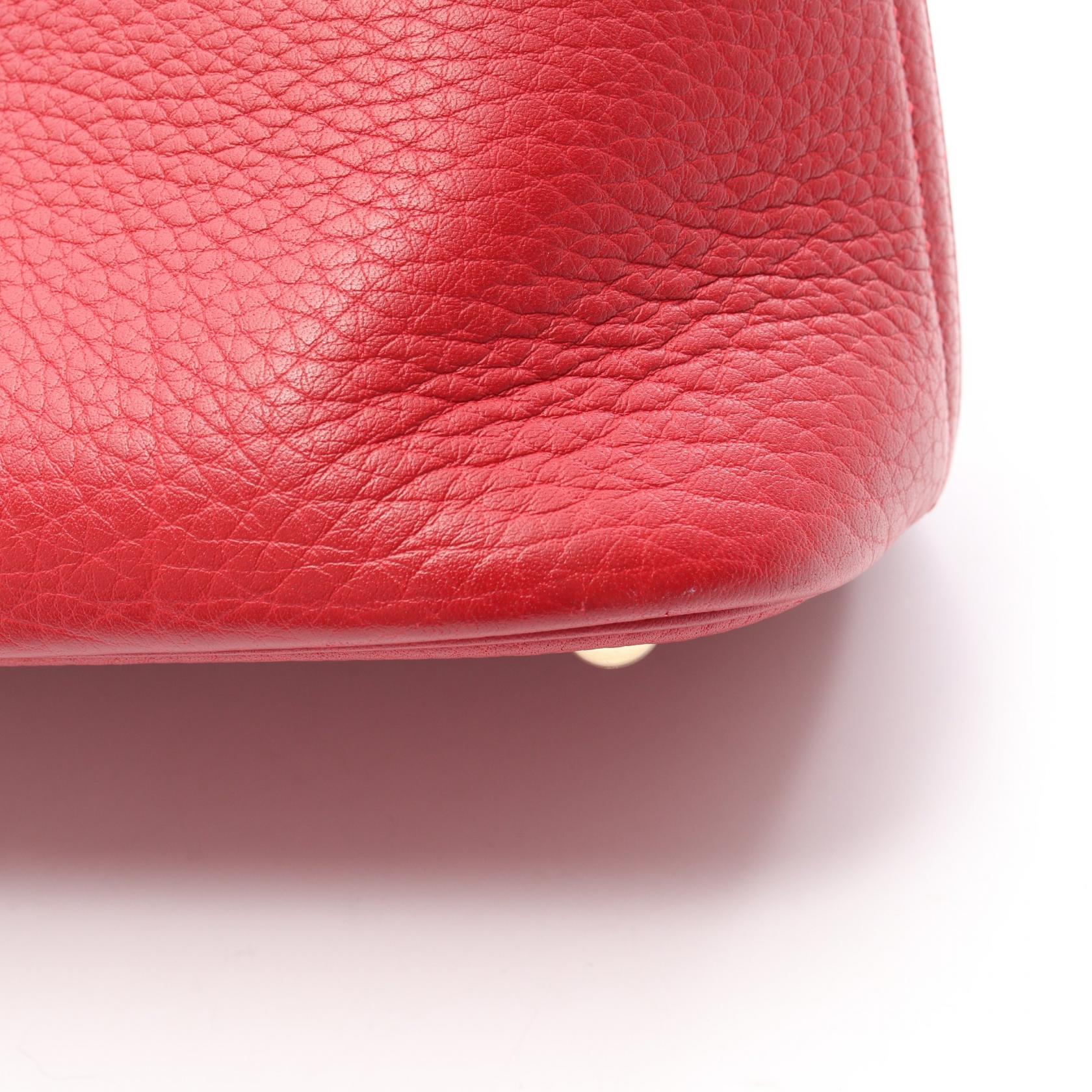 ボリード37 ルージュヴィフ ハンドバッグ フィヨルド レッド ゴールド金具 2WAY □G刻印 エルメス バッグ HERMES