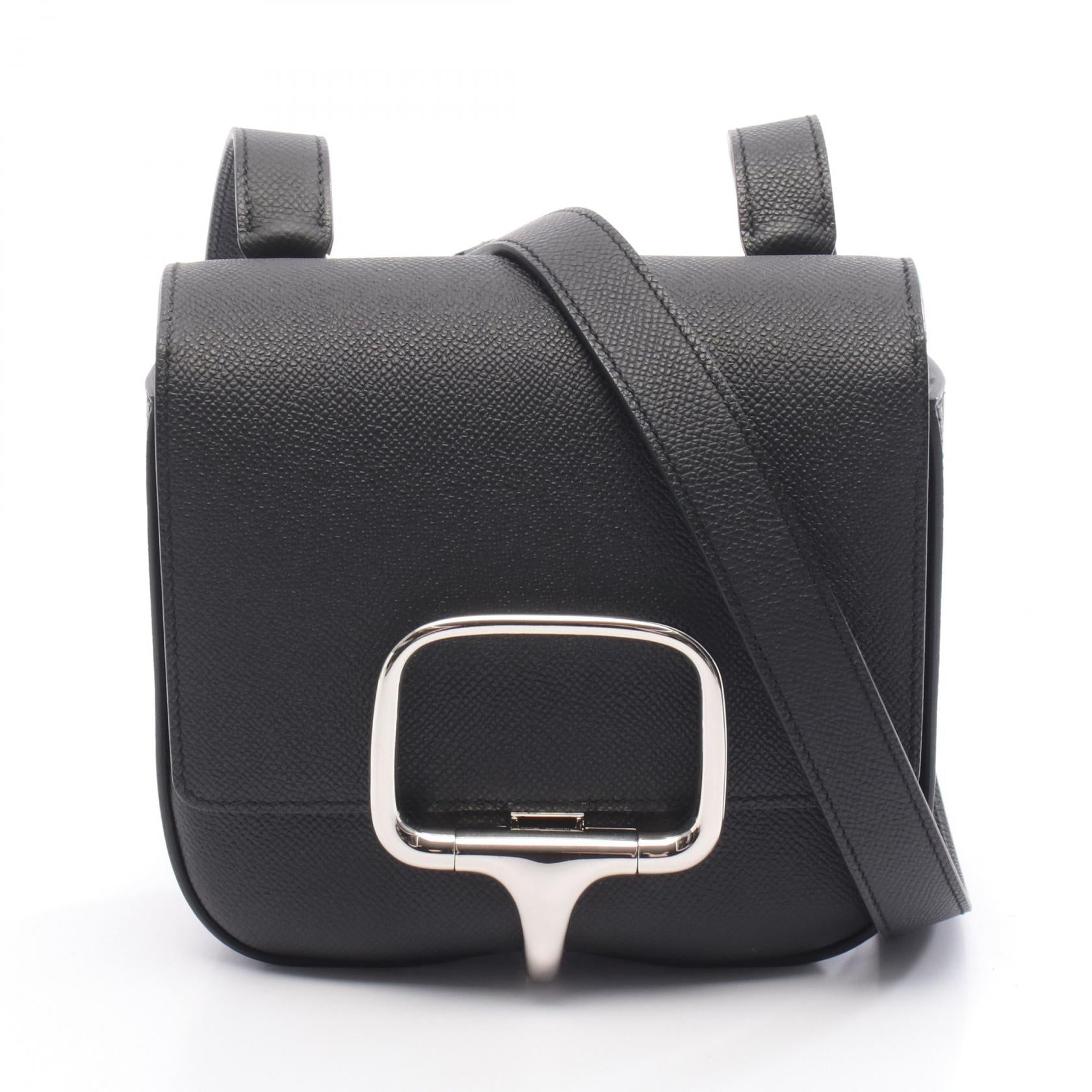 デッラ カヴァッレリア ミニ ショルダーバッグ ヴォーエプソン ブラック シルバー金具 W刻印 エルメス バッグ HERMES