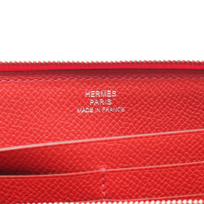 アザップロング ルージュガランス ラウンドファスナー長財布 ヴォーエプソン レッド シルバー金具 □J刻印 エルメス 財布・小物 HERMES