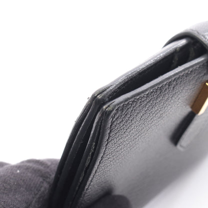 ベアンコンパクト 二つ折り財布 シェーブル ブラック ゴールド金具 C刻印 エルメス 財布・小物 HERMES