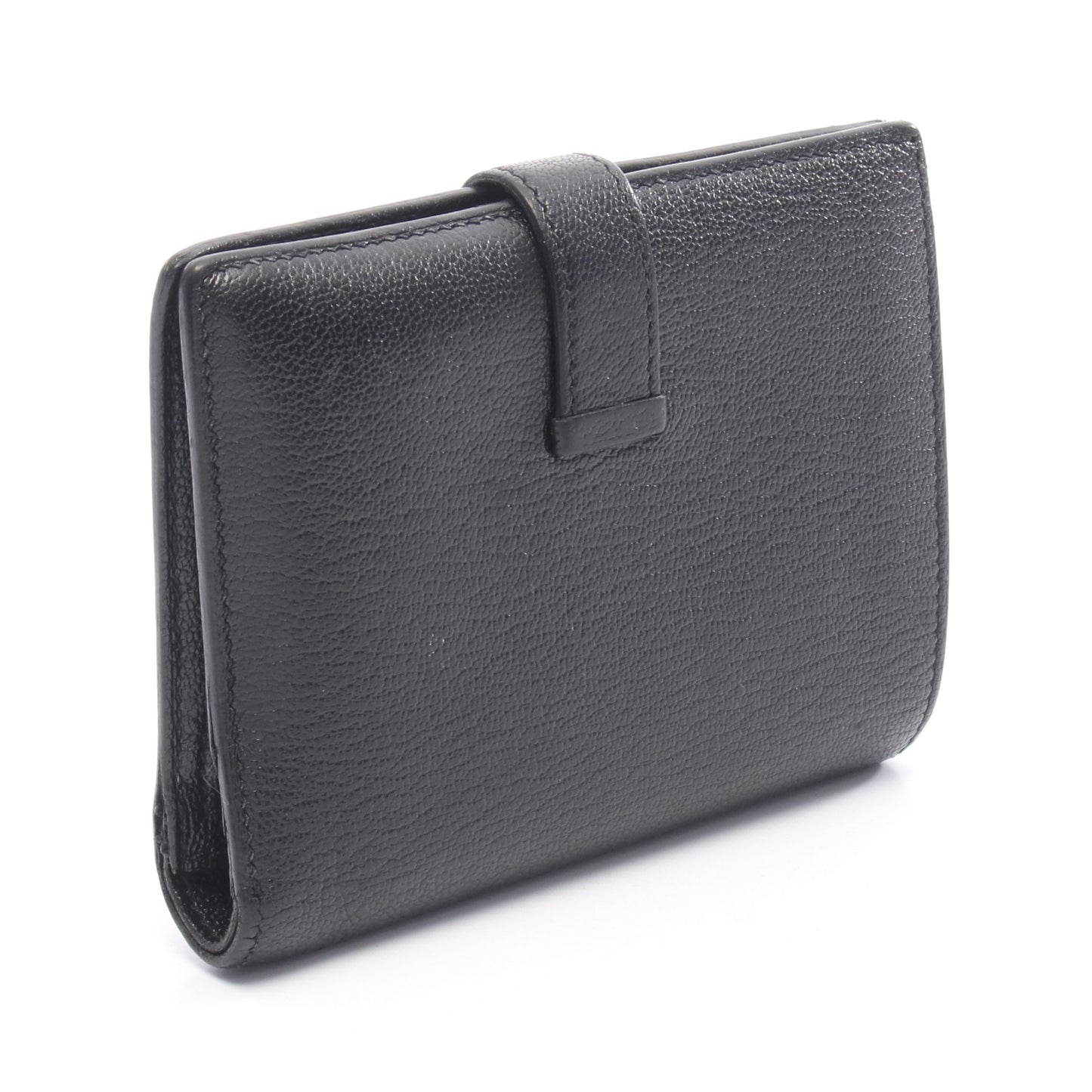 ベアンコンパクト 二つ折り財布 シェーブル ブラック ゴールド金具 C刻印 エルメス 財布・小物 HERMES