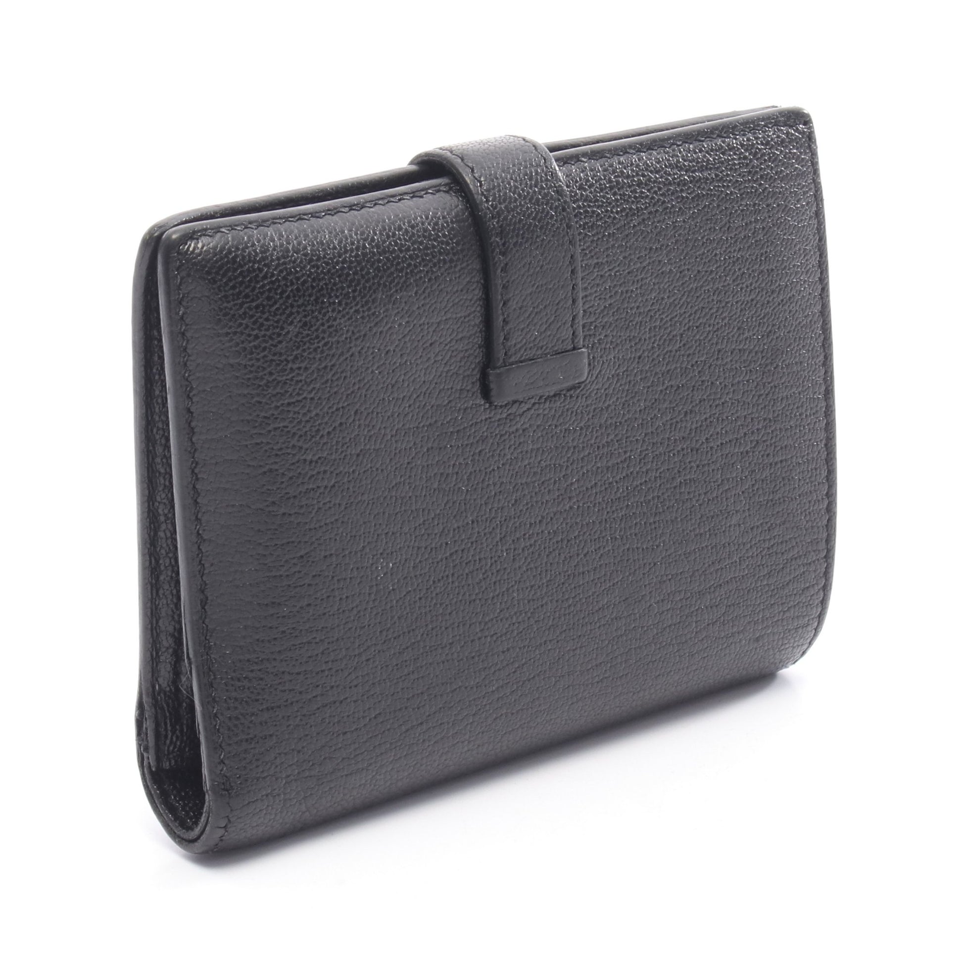 ベアンコンパクト 二つ折り財布 シェーブル ブラック ゴールド金具 C刻印 エルメス 財布・小物 HERMES
