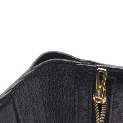 ベアンコンパクト 二つ折り財布 シェーブル ブラック ゴールド金具 C刻印 エルメス 財布・小物 HERMES