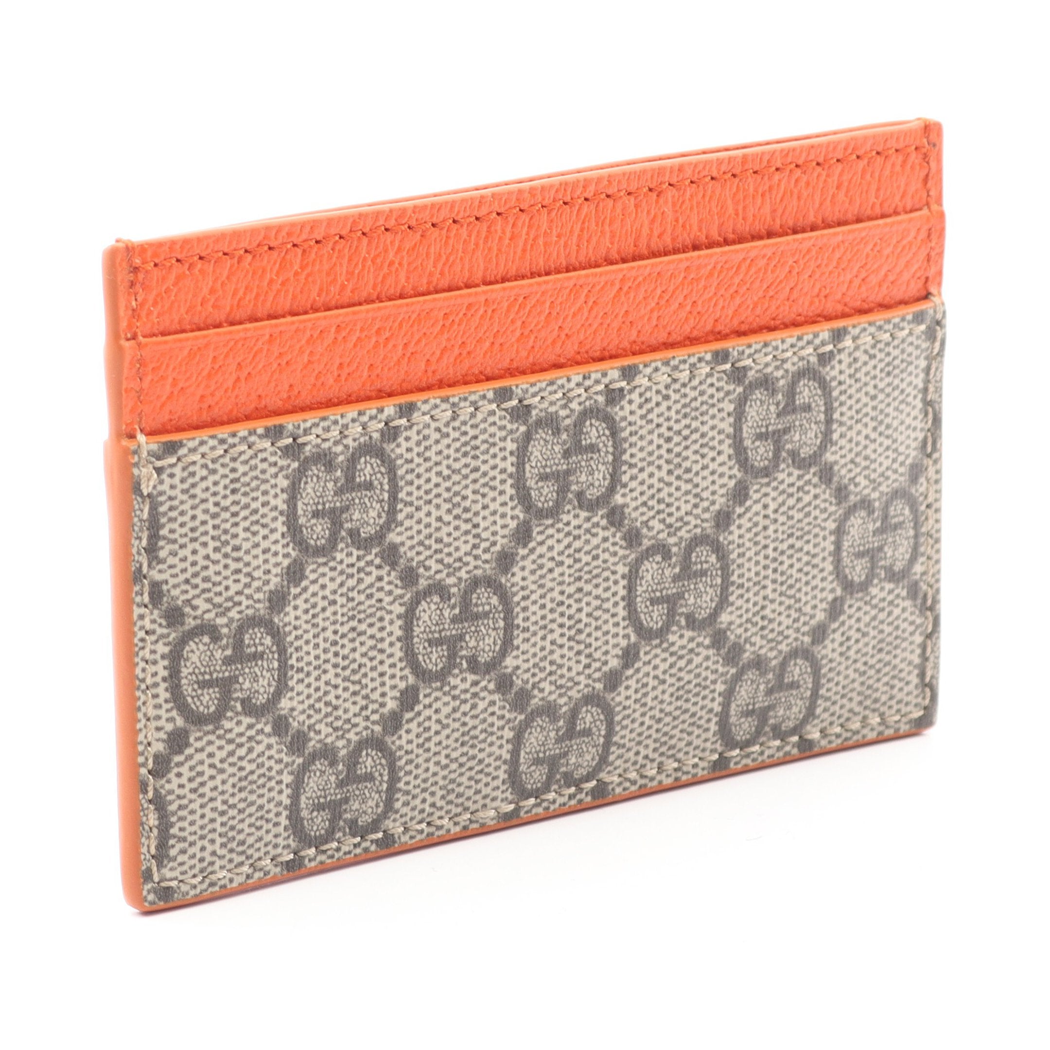 GGスプリーム カードケース PVC レザー ベージュ オレンジ グッチ – RECLO