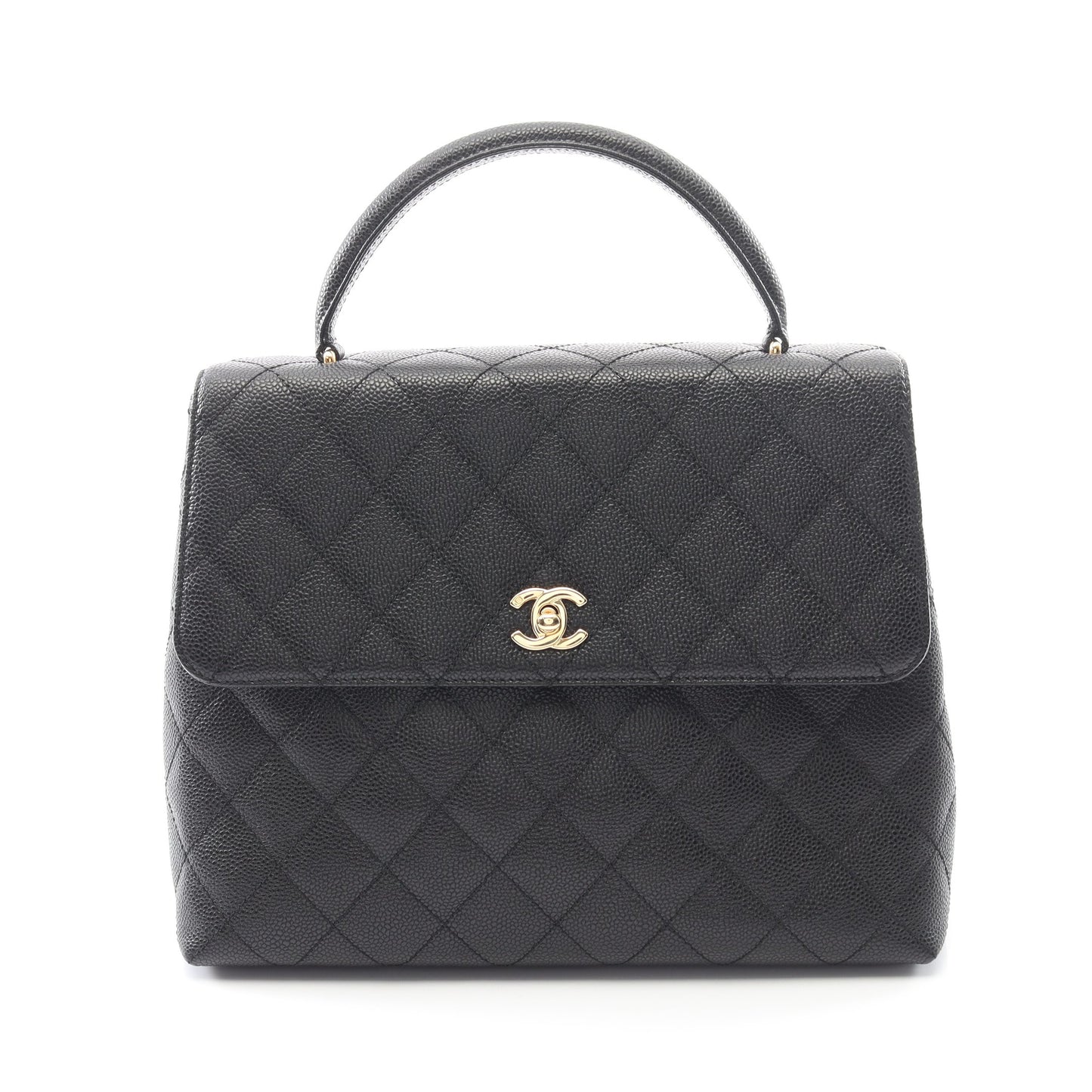 マトラッセ ハンドバッグ キャビアスキン ブラック ゴールド金具 シャネル バッグ CHANEL