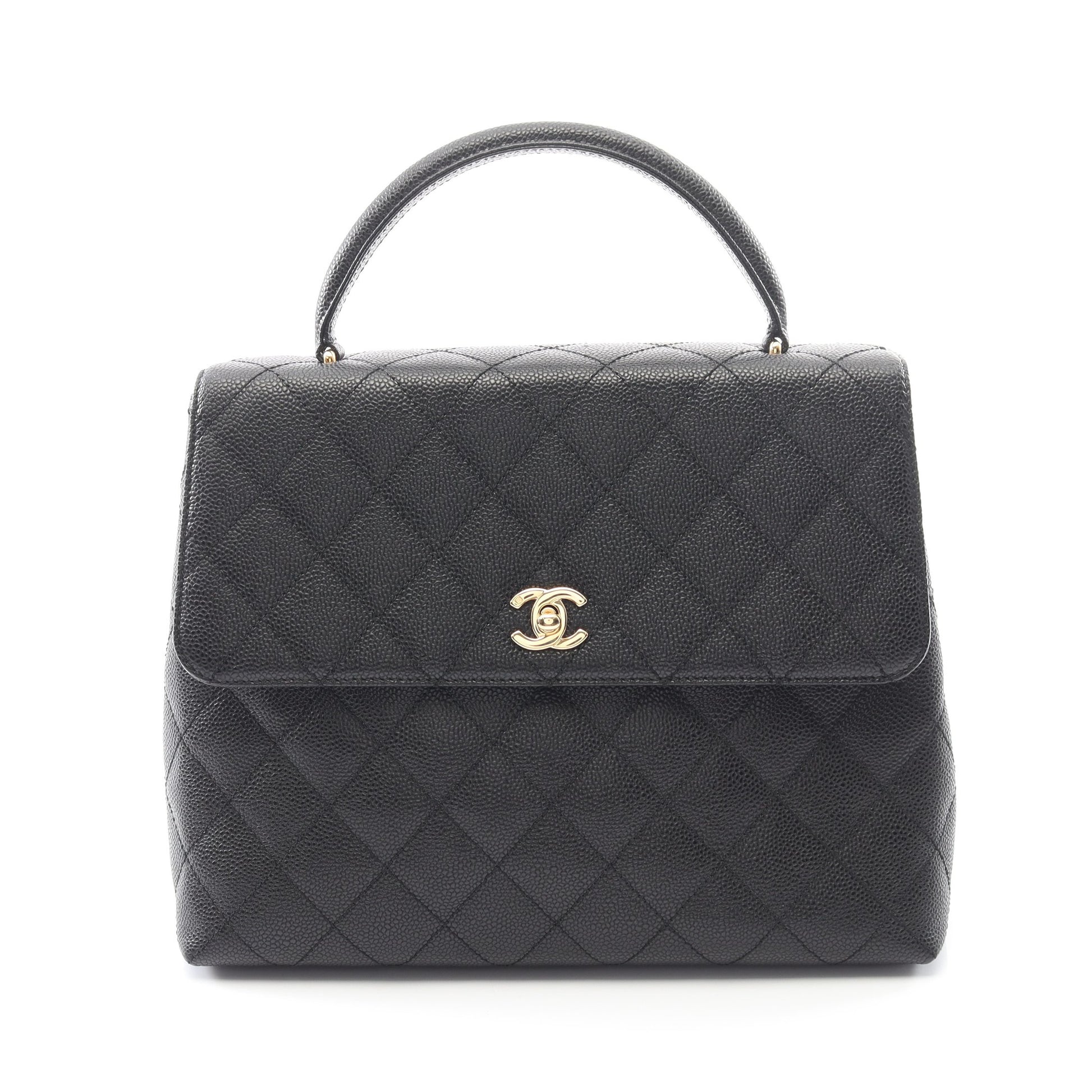 マトラッセ ハンドバッグ キャビアスキン ブラック ゴールド金具 シャネル バッグ CHANEL