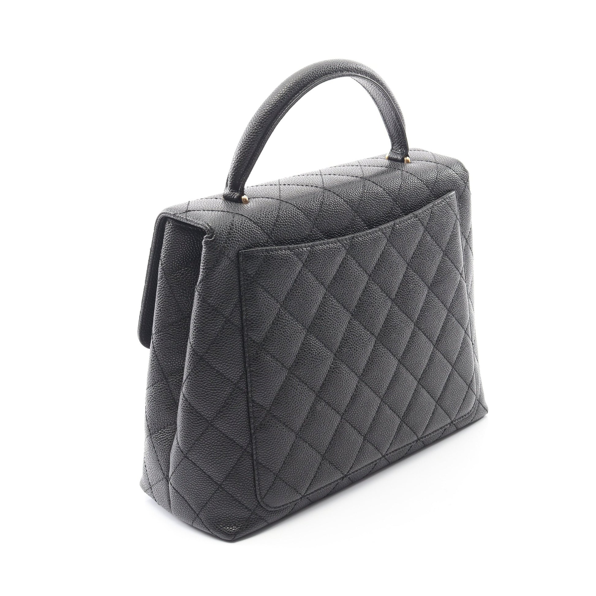 マトラッセ ハンドバッグ キャビアスキン ブラック ゴールド金具 シャネル バッグ CHANEL
