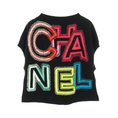 ロゴ ベスト ニット カシミヤ コットン ブラック マルチカラー シャネル トップス CHANEL