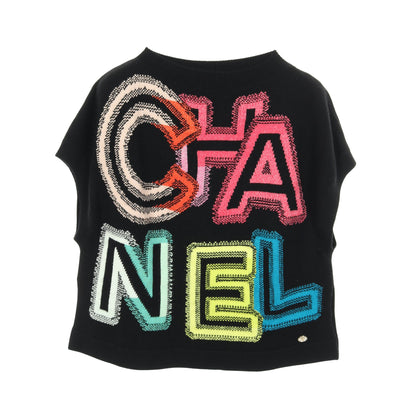 ロゴ ベスト ニット カシミヤ コットン ブラック マルチカラー シャネル トップス CHANEL