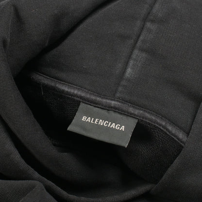 プルオーバーパーカー バックロゴ刺繍 コットン ブラック オーバーサイズ バレンシアガ トップス BALENCIAGA