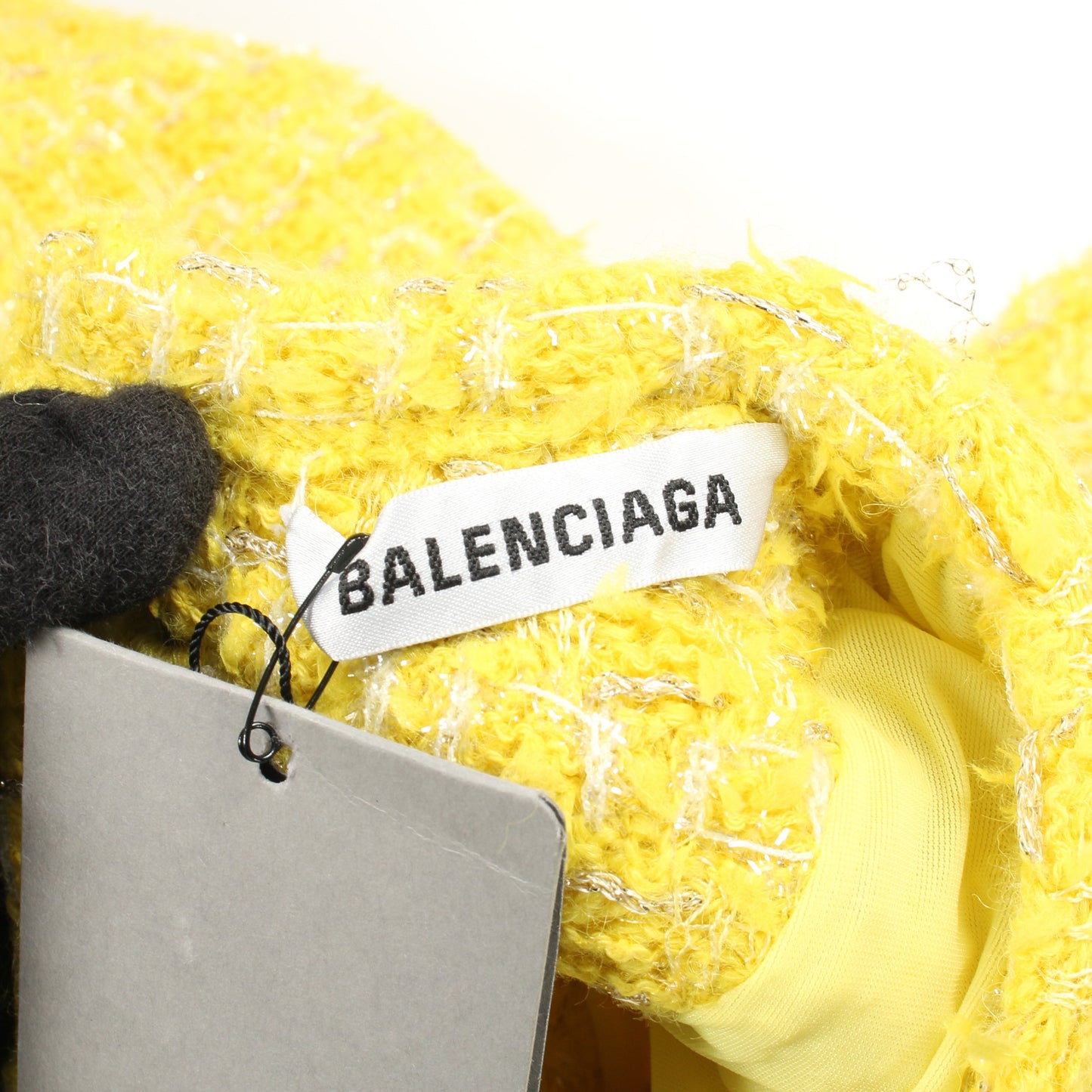 ツイード ワンピース ウール ナイロン アルパカ イエロー バックボタン バレンシアガ ワンピース BALENCIAGA