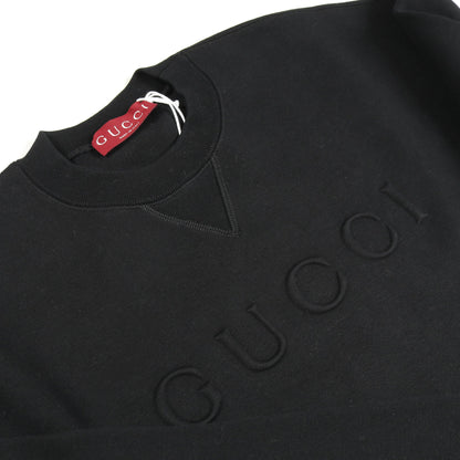 エンボスロゴ スウェットシャツ コットン ブラック グッチ トップス GUCCI