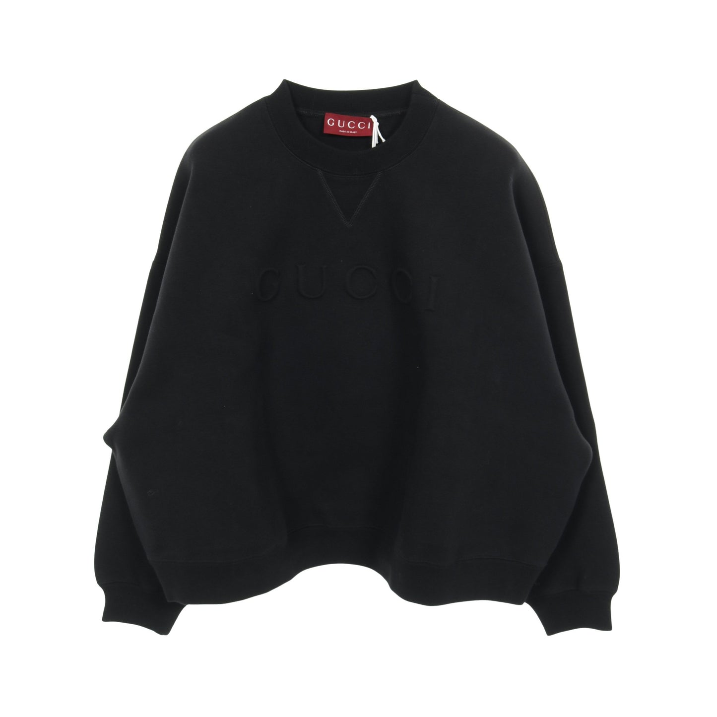 エンボスロゴ スウェットシャツ コットン ブラック グッチ トップス GUCCI