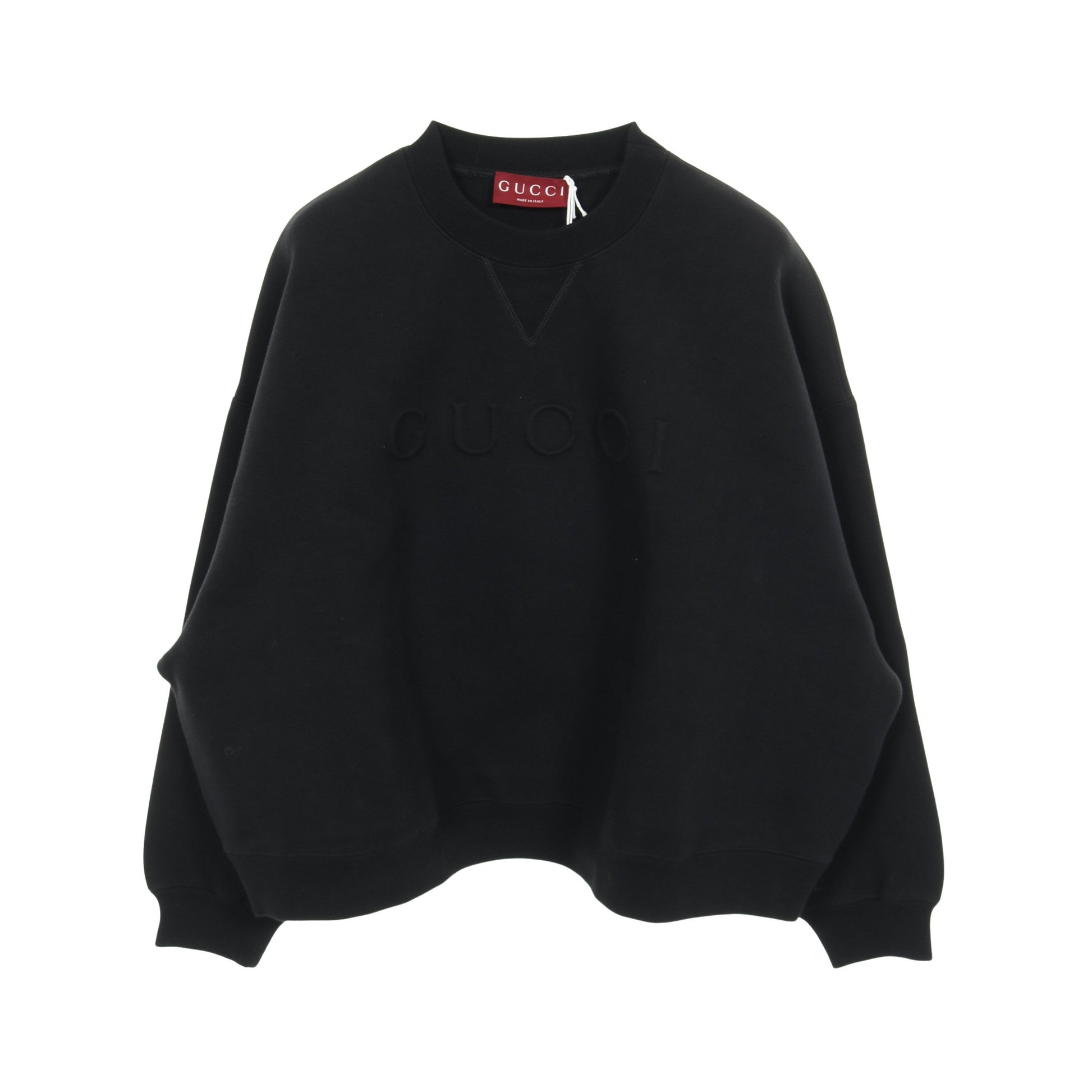 エンボスロゴ スウェットシャツ コットン ブラック グッチ トップス GUCCI