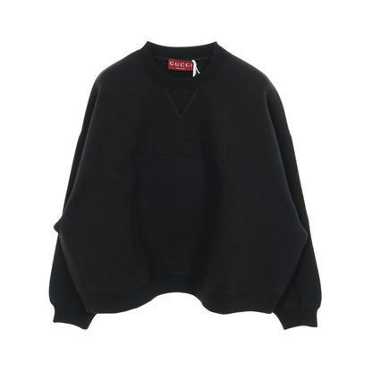 エンボスロゴ スウェットシャツ コットン ブラック グッチ トップス GUCCI