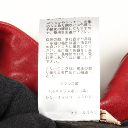 レザージャケット ハーフジップ ラムスキン レッド エルメス アウター HERMES