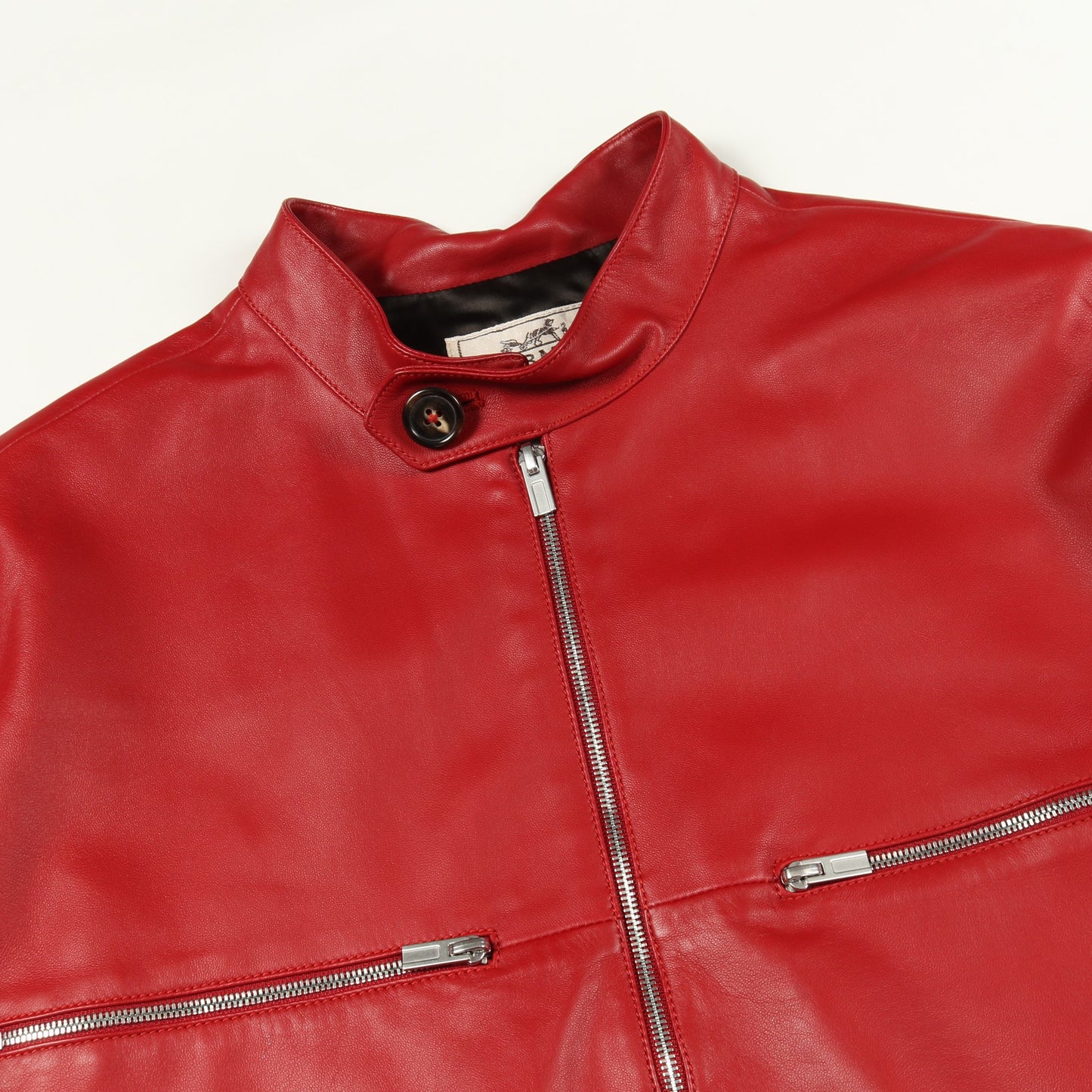 レザージャケット ハーフジップ ラムスキン レッド エルメス アウター HERMES