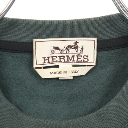 スウェットシャツ 袖 ライン コットン ダークグリーン ブラック 裏起毛 エルメス トップス HERMES