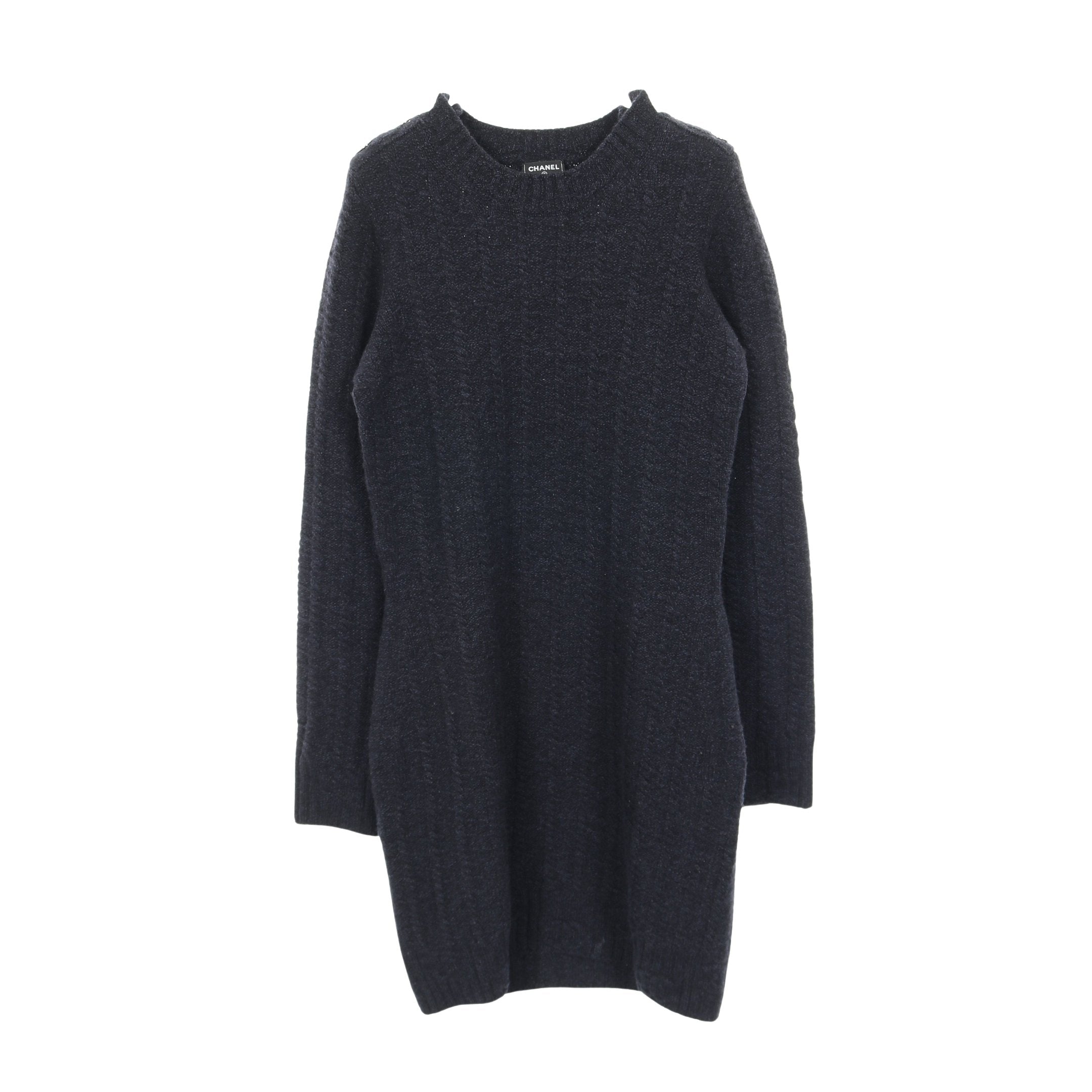 ココマークボタン ニットワンピース クルーネック ウール カシミヤ