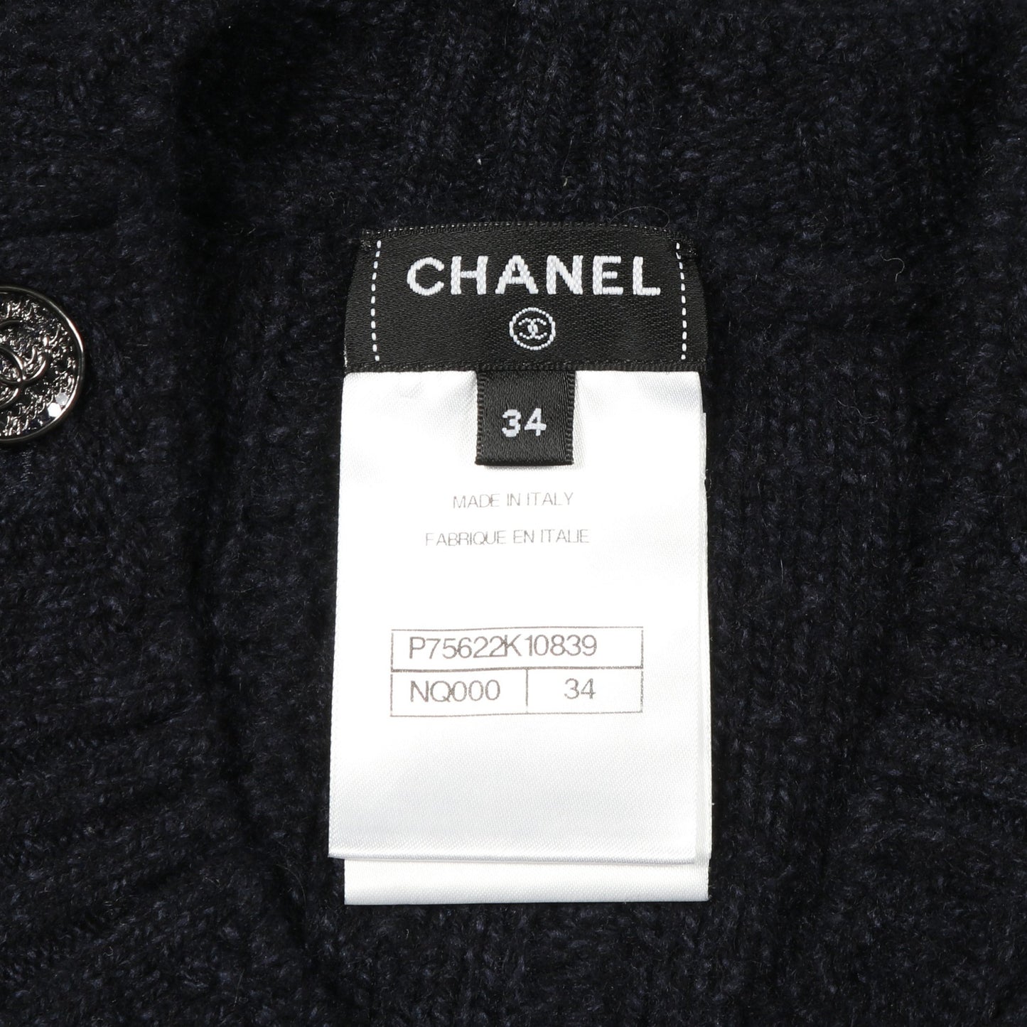 ココマークボタン ニットワンピース クルーネック ウール カシミヤ ダークネイビー シャネル ワンピース CHANEL