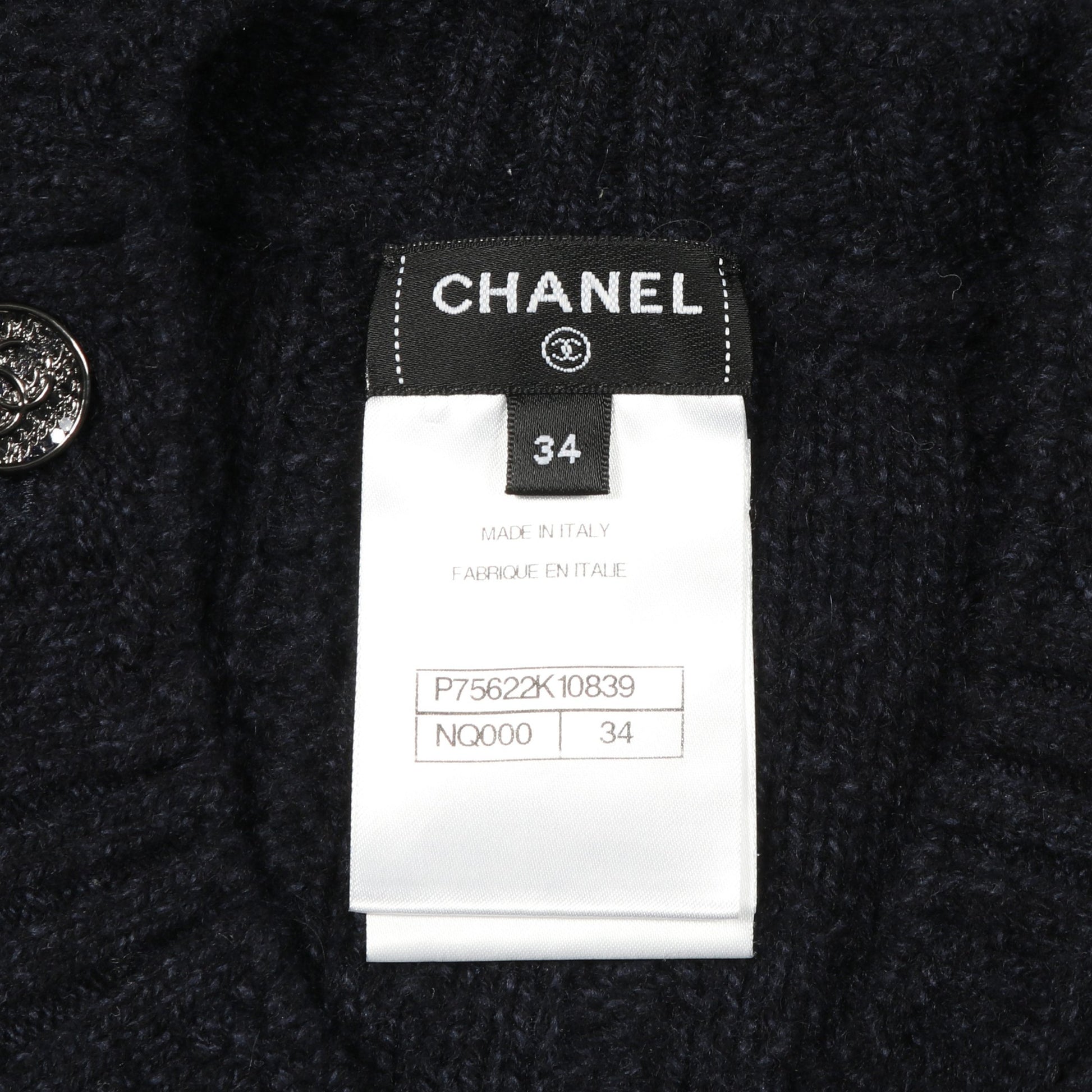 ココマークボタン ニットワンピース クルーネック ウール カシミヤ ダークネイビー シャネル ワンピース CHANEL