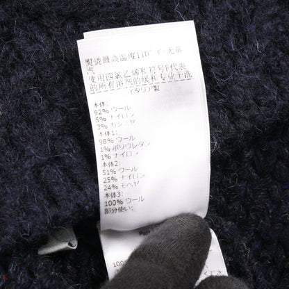 パッチワーク ニット ウール ネイビー ブルー 襟付き ボッテガヴェネタ トップス BOTTEGA VENETA