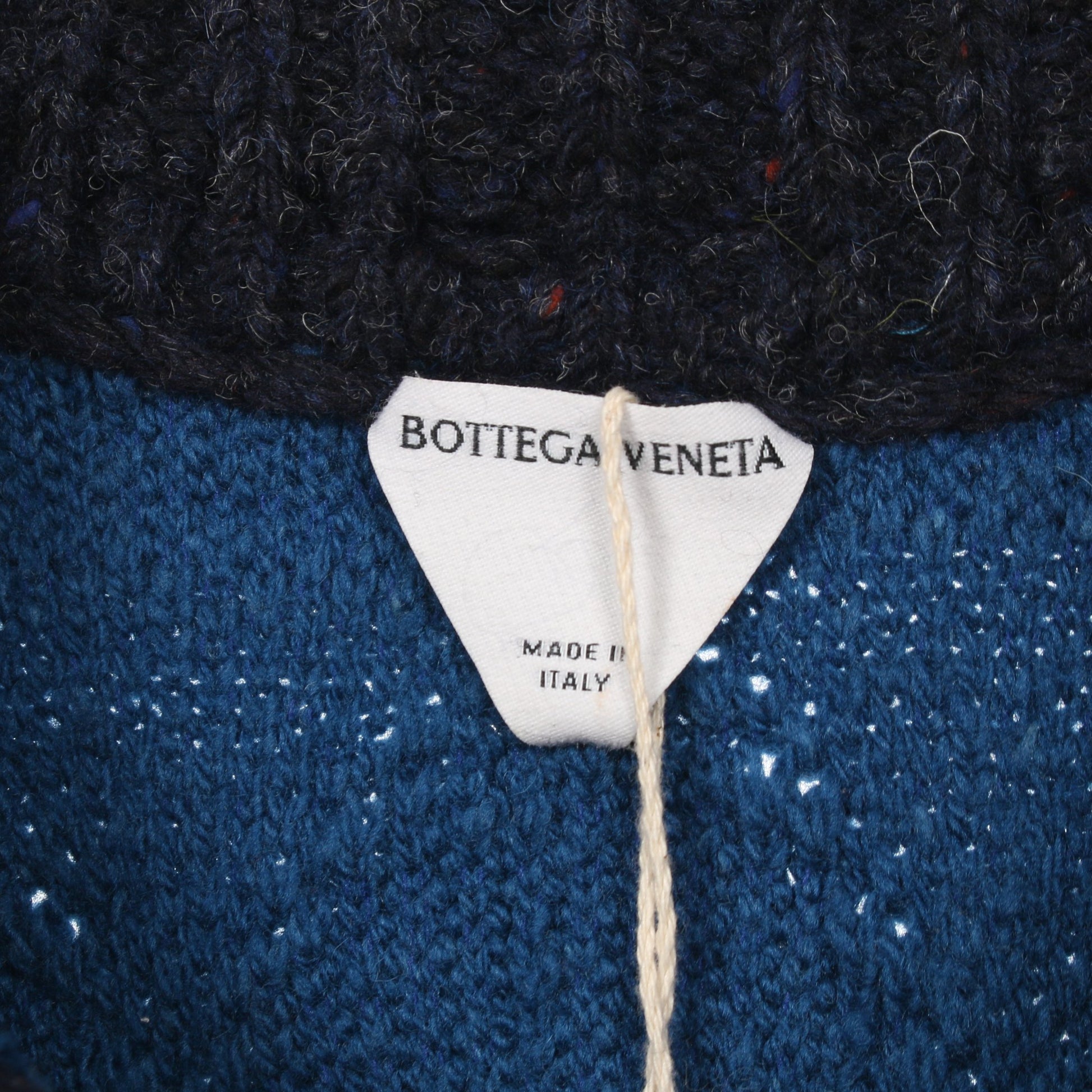 パッチワーク ニット ウール ネイビー ブルー 襟付き ボッテガヴェネタ トップス BOTTEGA VENETA