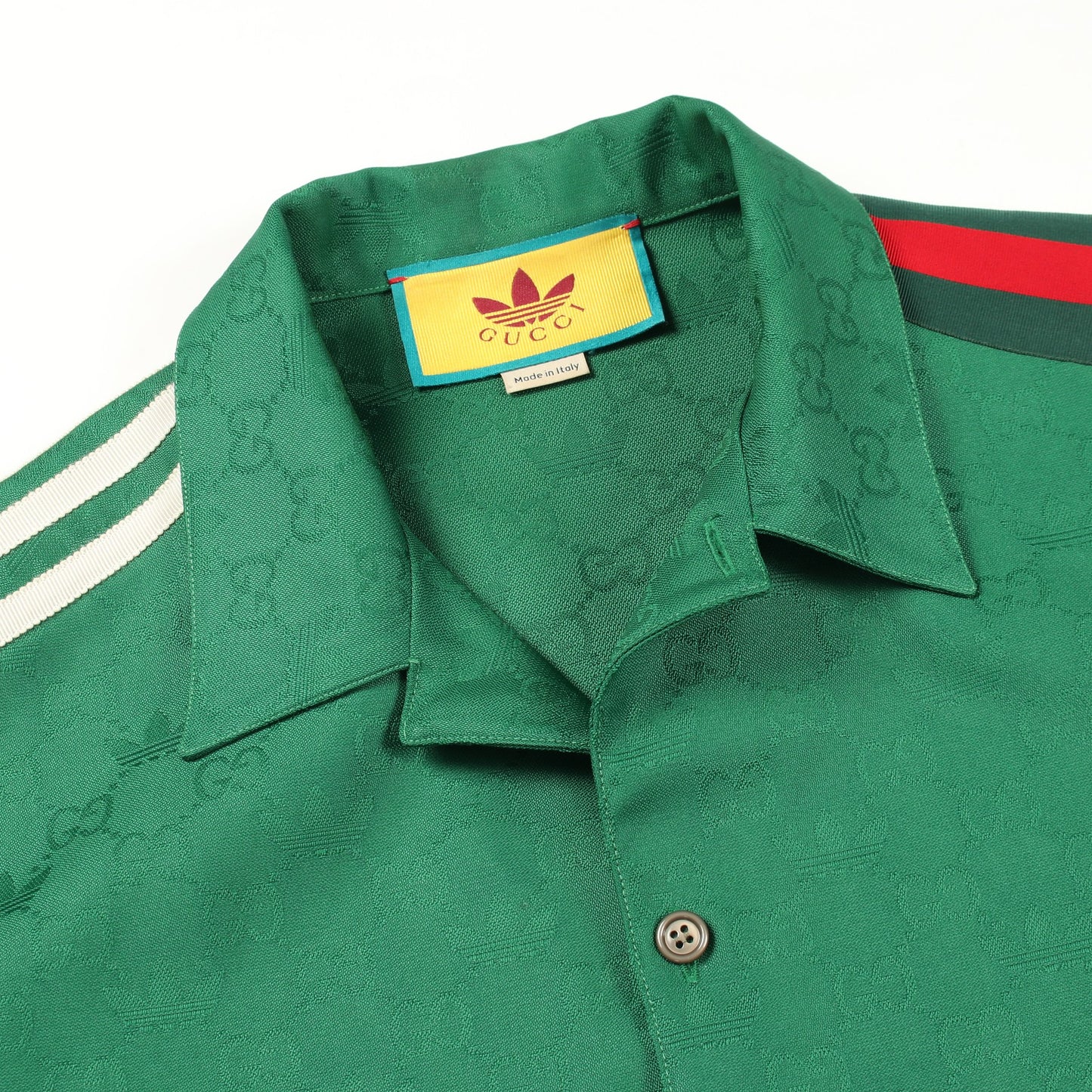 GUCCI × adidas GG柄 シャツ 半袖 コットン グリーン レッド グッチ トップス GUCCI