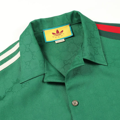 GUCCI × adidas GG柄 シャツ 半袖 コットン グリーン レッド グッチ トップス GUCCI