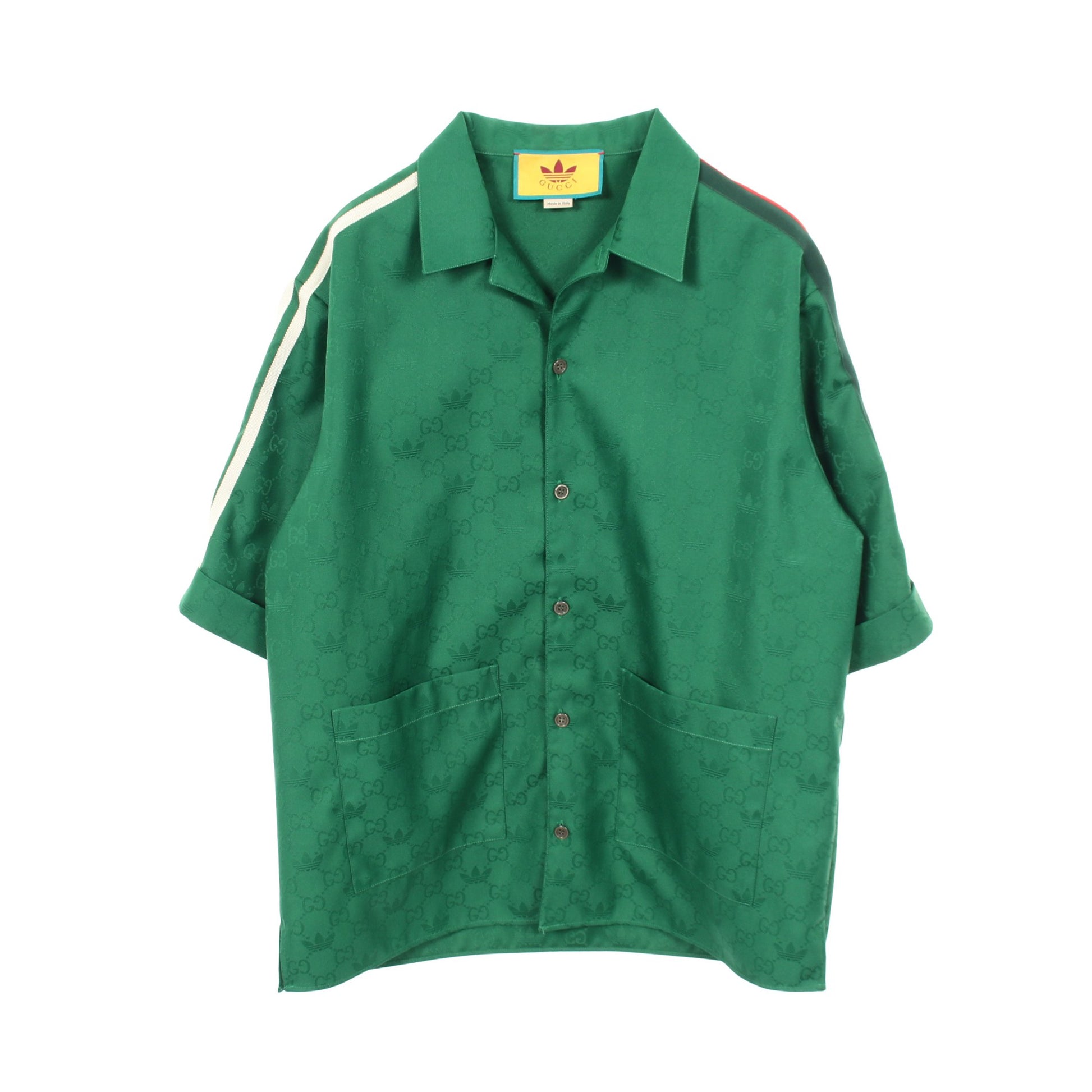 GUCCI × adidas GG柄 シャツ 半袖 コットン グリーン レッド グッチ トップス GUCCI