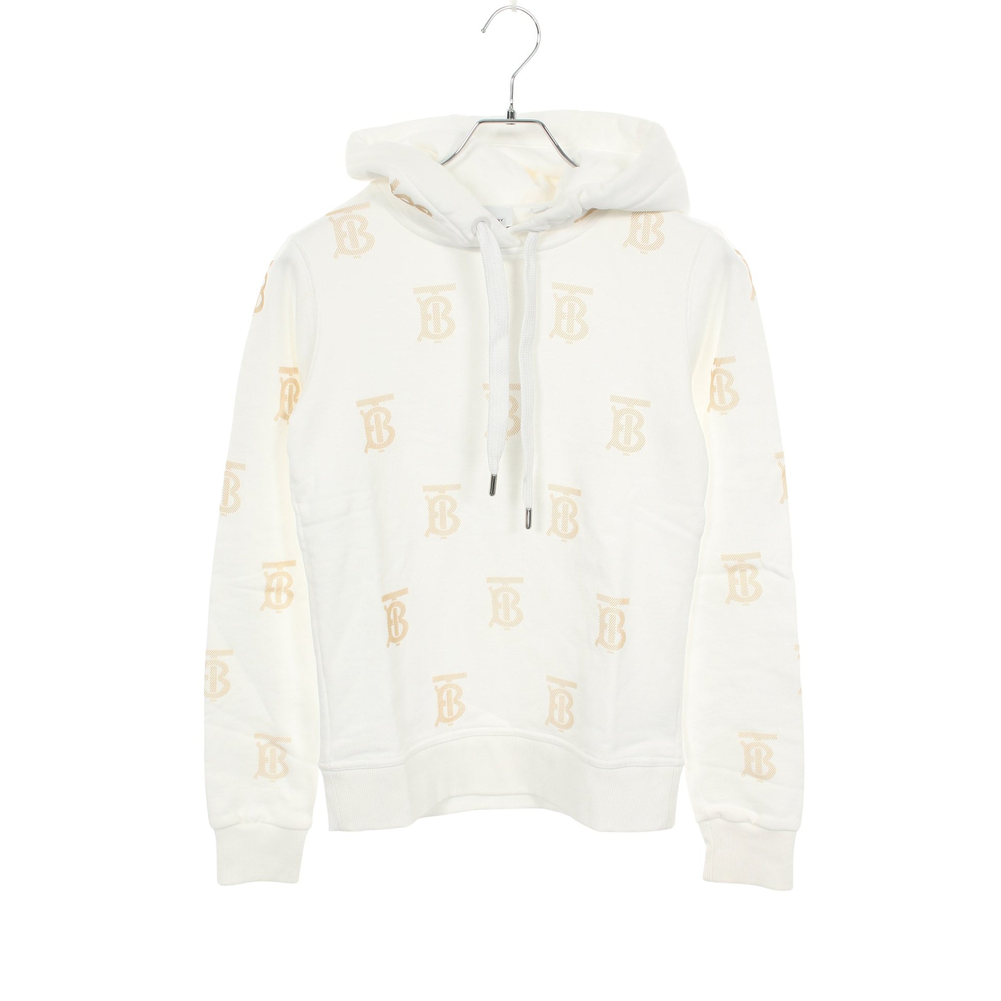 プルオーバーパーカー ロゴ総柄 コットン ホワイト ベージュ バーバリー トップス BURBERRY