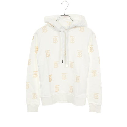 プルオーバーパーカー ロゴ総柄 コットン ホワイト ベージュ バーバリー トップス BURBERRY