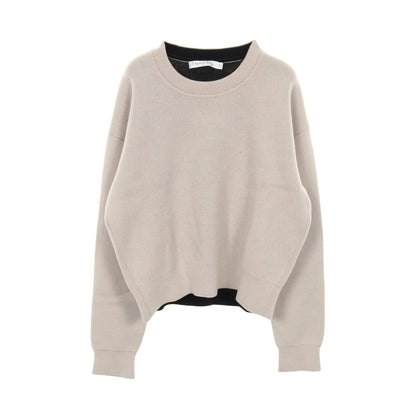 J'ADIOR 8 ボクシーセーター ニット クルーネック バックロゴ カシミヤ グレーベージュ クリスチャンディオール